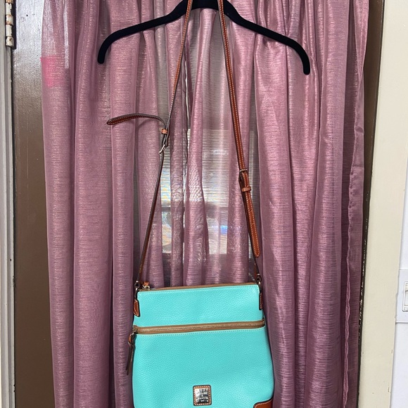 Dooney & Bourke Aqua and Brown Crossbody Bag - Picture 2 of 12